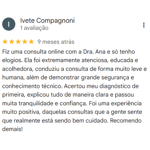 Depoimento Google Dra. Ana Carolina